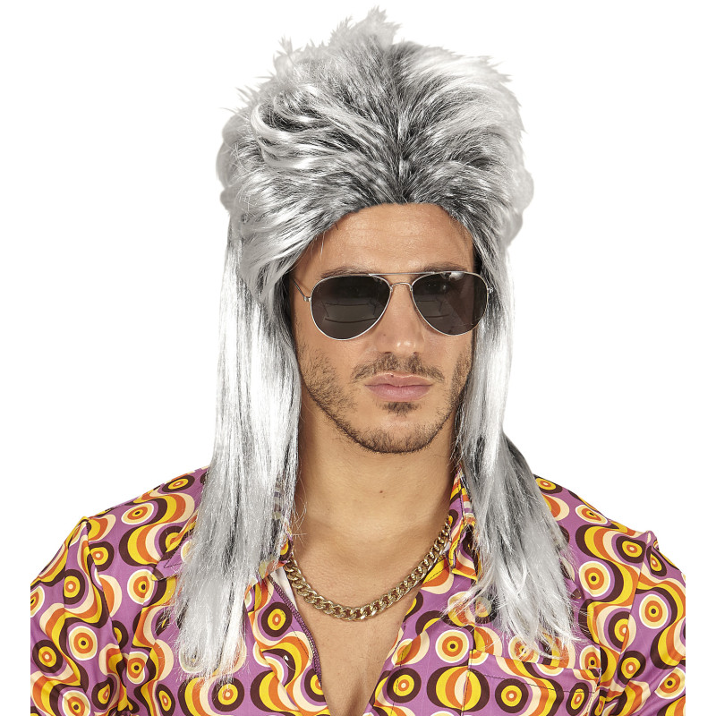 Pánska sivá parochňa s rockovým štýlom